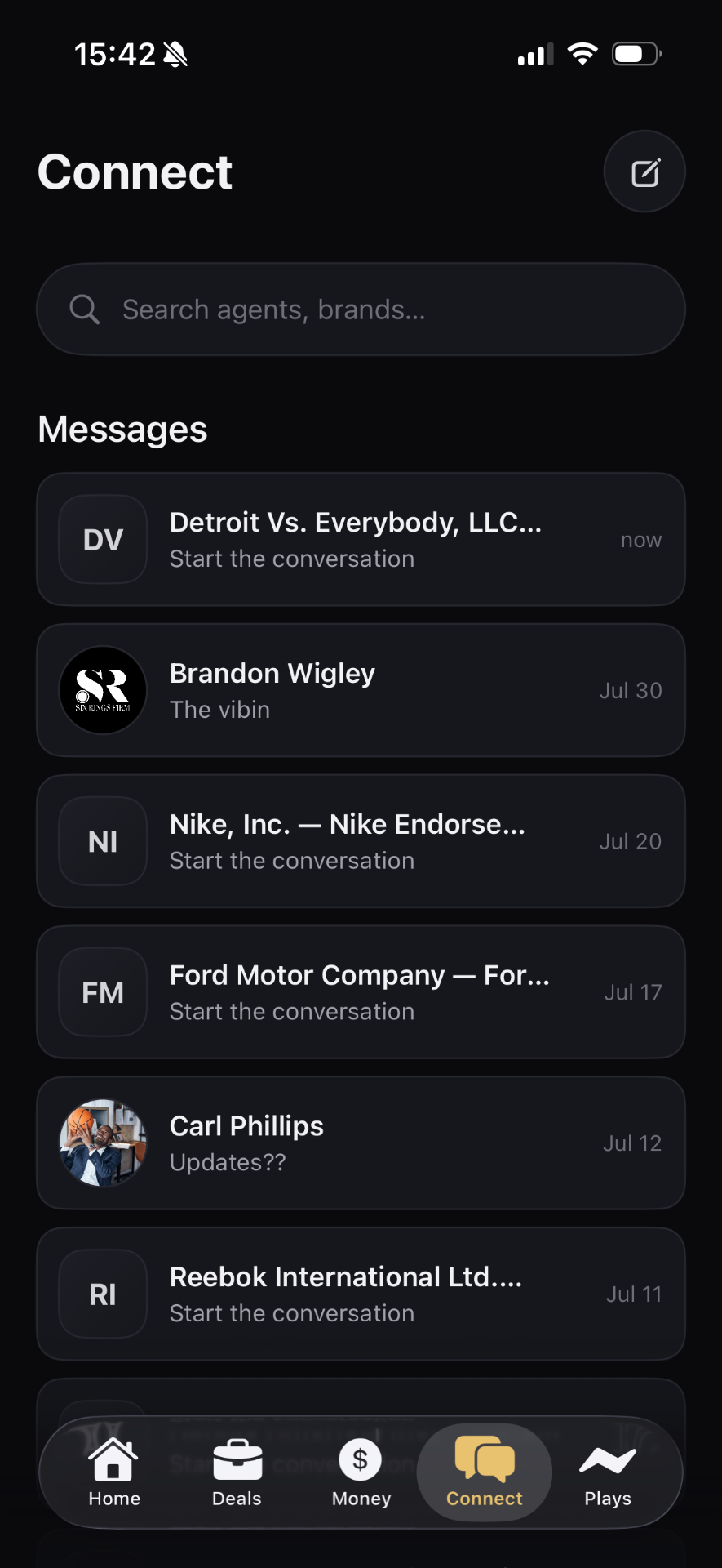 Connect screen